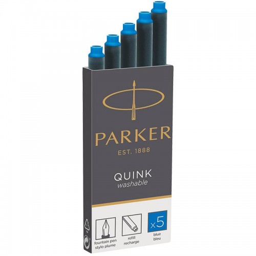 Синие неводостойкие картриджи Parker (Паркер) Quink Cartridges Washable Blue 5 шт в Челябинске
