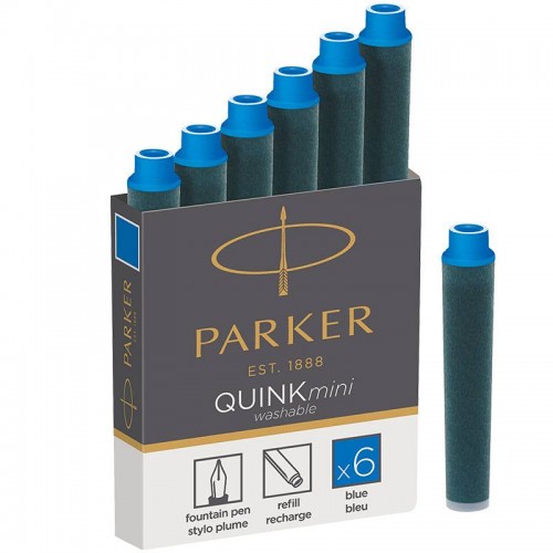 Синие неводостойкие картриджи Parker (Паркер) Quink Mini Cartridges Washable Blue 6шт в Челябинске
