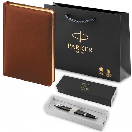Набор Parker IM Core Dark Espresso CT из шариковой ручки и ежедневника коричневого цвета в Челябинске