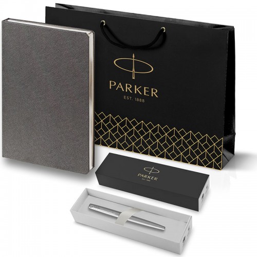 Набор Parker Jotter Stainless Steel CT из перьевой ручки и серого ежедневника в Челябинске