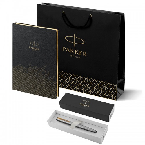 Набор Parker Jotter Stainless Steel GT из перьевой ручки и ежедневника недатированного черного цвета в Челябинске