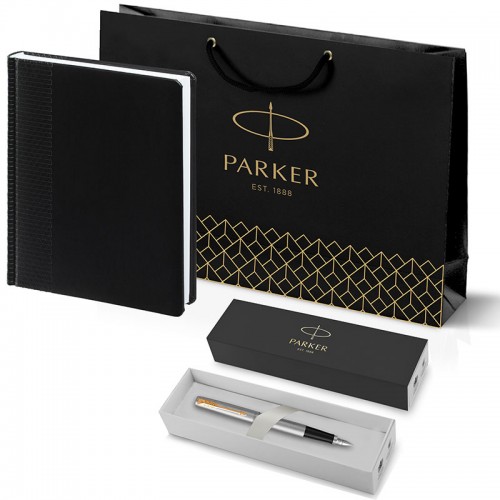 Набор Parker Jotter Stainless Steel GT из перьевой ручки и ежедневника черного цвета в Челябинске