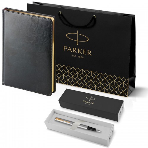 Набор Parker Jotter Stainless Steel GT из перьевой ручки и черного ежедневника в Челябинске