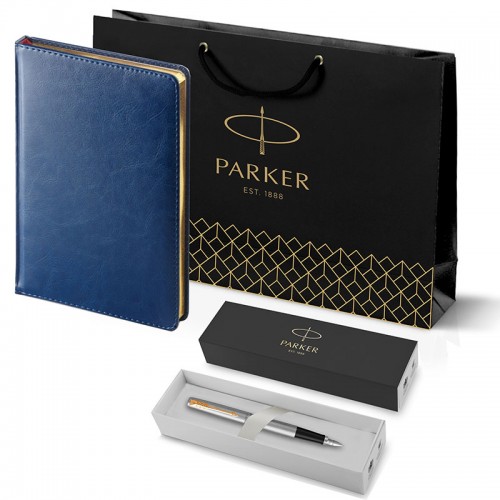 Набор Parker Jotter Stainless Steel GT из перьевой ручки и синего ежедневника недатированного в Челябинске