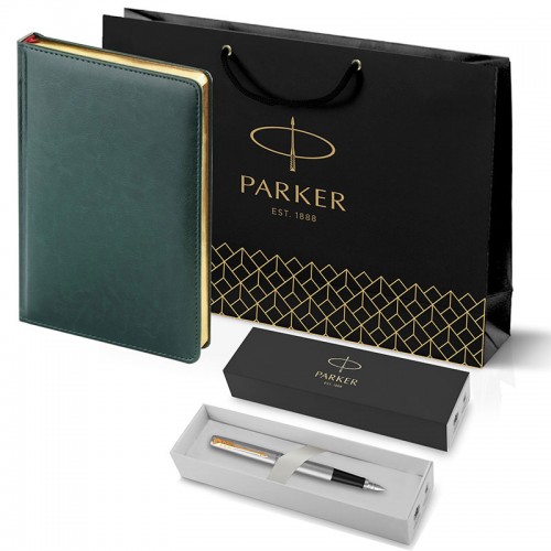 Набор Parker Jotter Stainless Steel GT из перьевой ручки и зеленого ежедневника недатированного в Челябинске
