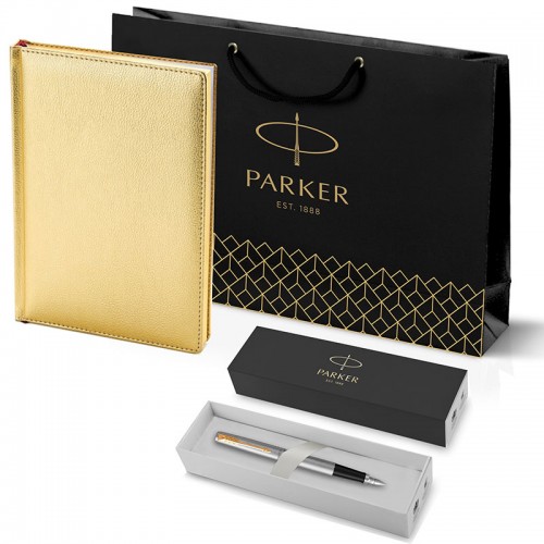 Набор Parker Jotter Stainless Steel GT из перьевой ручки и золотого ежедневника недатированного в Челябинске