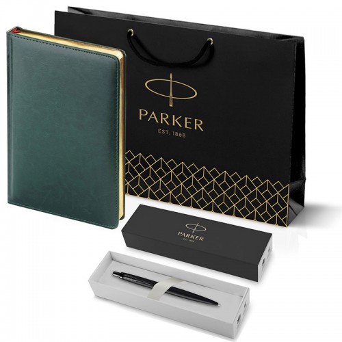 Набор Parker Jotter XL SE20 Monochrome Black из шариковой ручки и ежедневника зеленого цвета в Челябинске