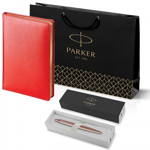 Набор Parker Jotter XL SE20 Monochrome Rose Gold из шариковой ручки и ежедневника красного цвета в Челябинске