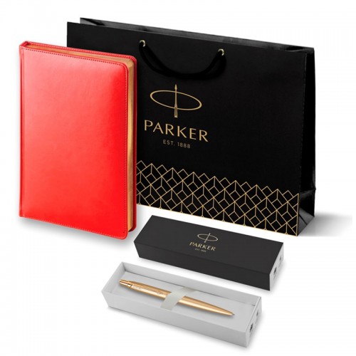 Набор Parker Jotter XL SE20 Monochrome Gold из шариковой ручки и ежедневника красного цвета в Челябинске