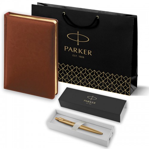 Набор Parker Jotter XL SE20 Monochrome Gold из шариковой ручки и ежедневника коричневого цвета в Челябинске