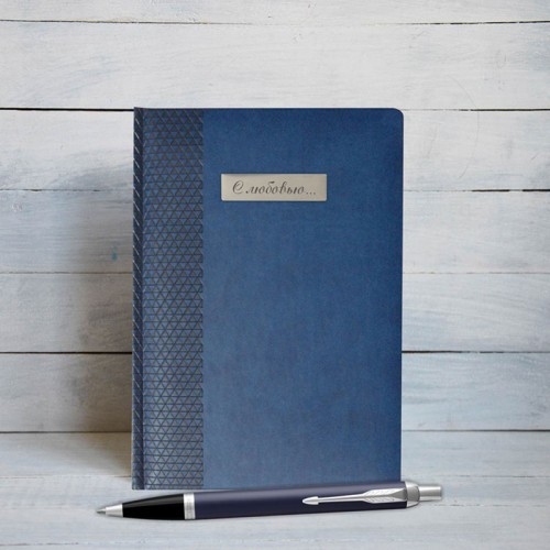Набор Parker IM Metal Blue CT из шариковой ручки и ежедневника синего цвета в Челябинске
