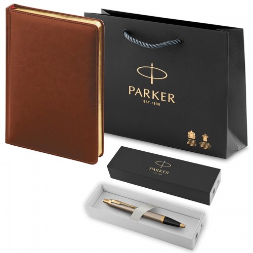 Набор Parker IM Brushed Metal GT из шариковой ручки и ежедневника коричневого цвета в Челябинске